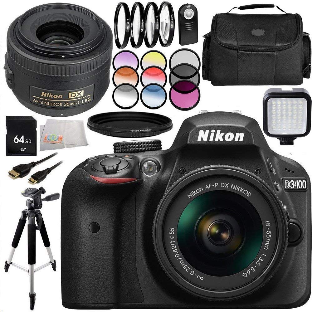 Nikon D3400 DSLR Camera with 1855mm Lens 14PC Bundle Includes Nikon