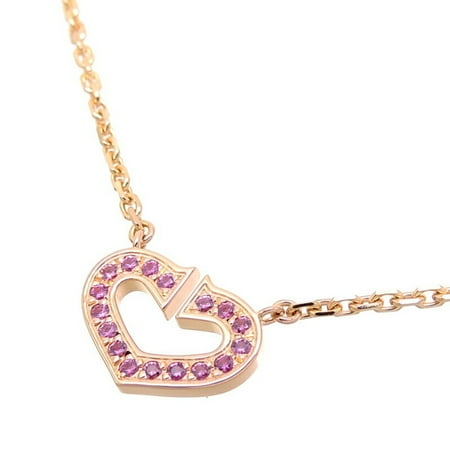 Pre-Owned Cartier C Heart Pendant Women's Necklace 750 Pink Gold (Good)