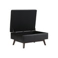 thumbnail image 3 of SIMPLIHOME Owen 34 inch Wide Rectangle Coffee Table Lift Top Storage Ottoman, Cocktail Footrest Stool in Upholstered Distressed Black Faux Air Leather, Mid Century Modern, Living Room, 3 of 6