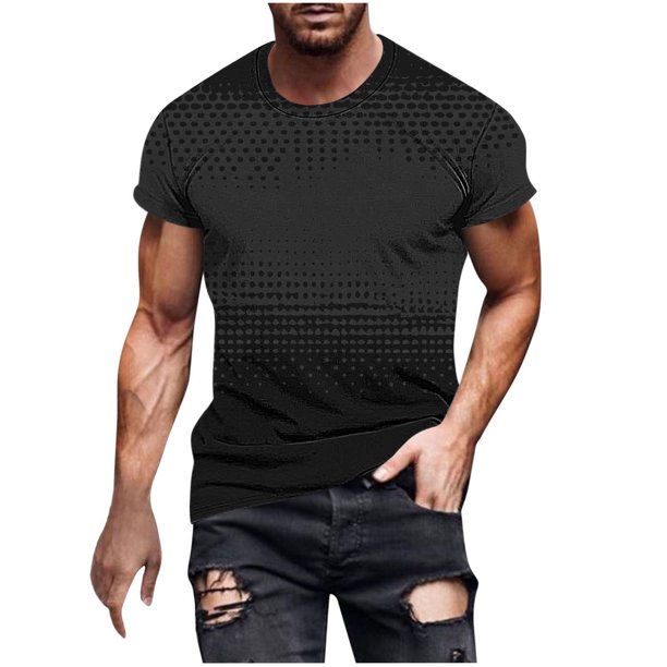Camisetas de Manga Larga para Hombres Imprimir Fallow Cuello Redondo Camiseta, Moda Casual Manga Corta Mezcla de Algodón/Lino