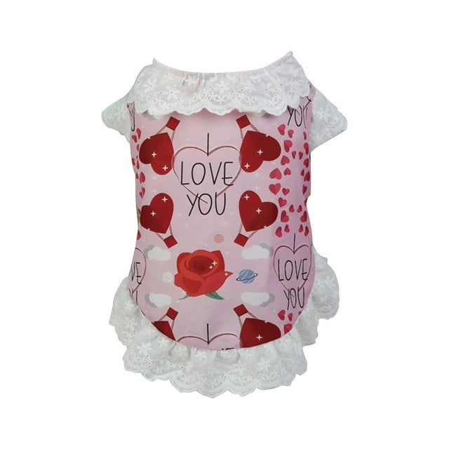 TIELUTT Pet Dog Clothes Valentine's Day Summer Cute Cherry Strawberry Dress Pet Clothes Rack Pet Clothes for Medium Dogs Girl Pet Clothes for Cats Pet Clothes for Medium Dogs Pet Clothes for Large Do