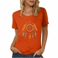 thumbnail image 2 of Neewe Women's Orange Shirt With Day Summer Tops Short Sleeve Crew Neck Shirts Puff Sleeve Casual Tshirts, 2 of 5