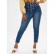 thumbnail image 2 of Tallas grandes con cremallera mosca botándose jeans Rosegal  Vaqueros de talla grande, 2 of 5