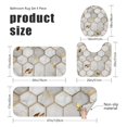 thumbnail image 3 of White and Gold Marble Pattern Bathroom Rug Set 4 Piece,Includes Contour,Lid Cover,Bath Mat,Non-Slip Extra Soft Absorbent Washable, 3 of 5