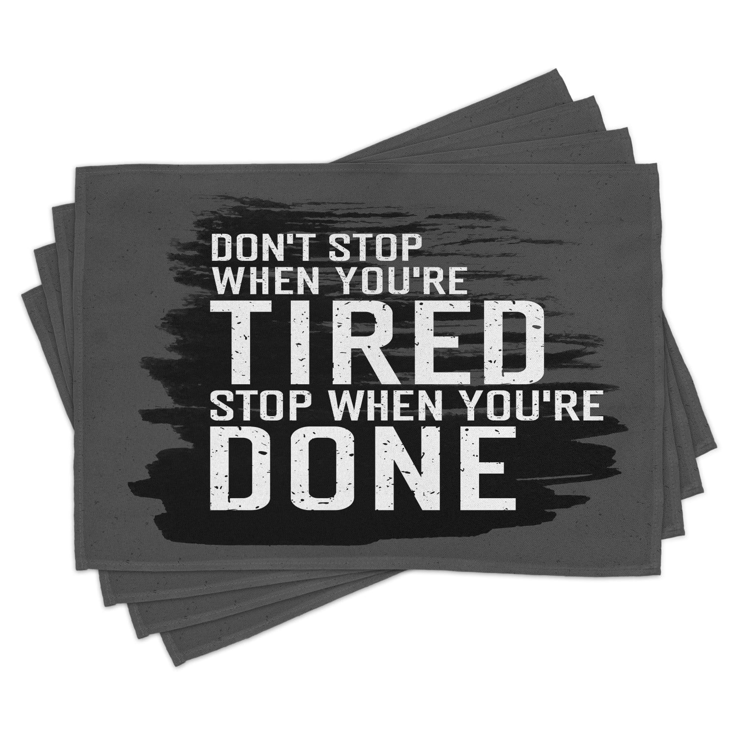 Fitness Placemats Set of 4 Motivational Quote Don't Stop Encouraging
