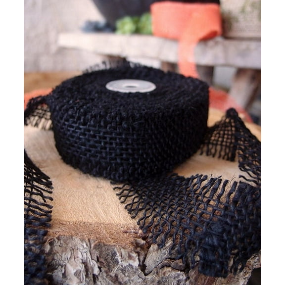 BLACK Burlap Jute Ribbon - 1.5" Wide x 10 Yards