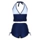 thumbnail image 1 of Trajes de Baño de Dos Piezas para Mujeres de Cintura Alta Trajes de Baño de Vendaje Sólido Cuello Redondo sin Negro, Conjunto de Playa Sexy, 1 of 4