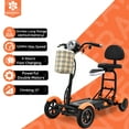 thumbnail image 3 of 4 Wheel Motorized Foldable Portable Electric Scooter for Adults and Seniors with a Child Seat, 265 lb Capacity - Matte Orange, 3 of 8