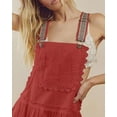 thumbnail image 2 of Chouyatou Women's Laced Embroidered Tulle Bib Dress Casual Loose Adjustable Straps Maxi Dress(Red,L), 2 of 3