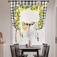 thumbnail image 3 of Summer Lemons Balloon Curtains for Bedroom/Front Door/Bathroom, Farmhouse Fruits Black Buffalo Plaid Tie Up Curtains 63 Inch Length Light Filtering Kitchen Curtains Shades for Windows 46"x63", 3 of 8