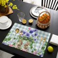 thumbnail image 3 of Spring Easter Placemats Set of 4, Purple Floral Summer Botanical Teal Plaid Placemats for Dining Table, Place Mats for Kitchen Tabletop, Waterproof Wipeable Dining Table Mats Set, 3 of 9