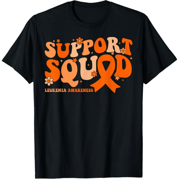 Support Squad Orange Ribbon Leukemia Blood Cancer Awareness T-Shirt