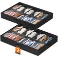 thumbnail image 1 of Organizador de almacenamiento para zapatos debajo de la cama paquete de 2 14 pares caja de tela de 4.3 pulgadas de alto bolsa plegable para zapatos de, 1 of 7