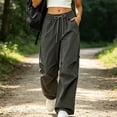 thumbnail image 3 of MLCDZ Women Cargo Pants Quick-Dry Waterproof Parachute Hiking Pants with Zipper Multiple Pockets Baggy Trousers for Outdoor Travel, 3 of 6