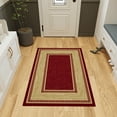 thumbnail image 3 of Ottomanson Border Area Rug 3'3" x 4'7" - Non Slip Low Pile Carpet, Red, 3 of 11