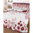 thumbnail image 3 of Quilts Queen Size Bedding Set, Red Eucalyptus Leaves Lightweight Quilted Comforter, Summer Botanical Weeping Soft Reversible Bedspread Coverlet with Pillow Covers for All Season, 90" x 96", 3 of 7