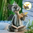 thumbnail image 5 of Ghopy Reading Book Dragon Resin Statue ,Outdoor Garden Cute Dragon Decoration,Cute reading dragon decoration for patio, garden, indoor and outdoor, 5 of 9