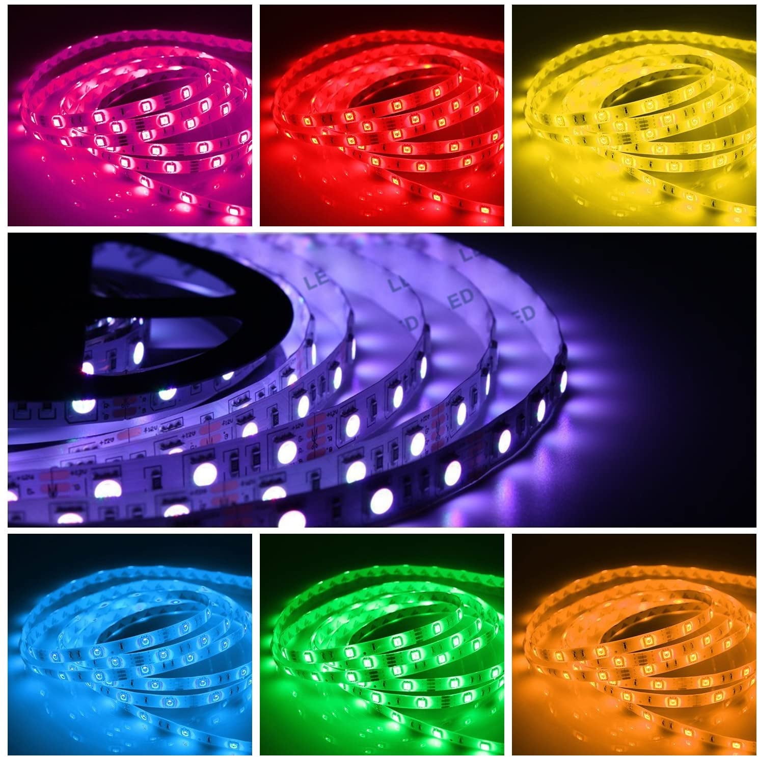 Black PCB LED Strip Light 5050 SMD 12V RGB tape Ribbon Fairy string night lights