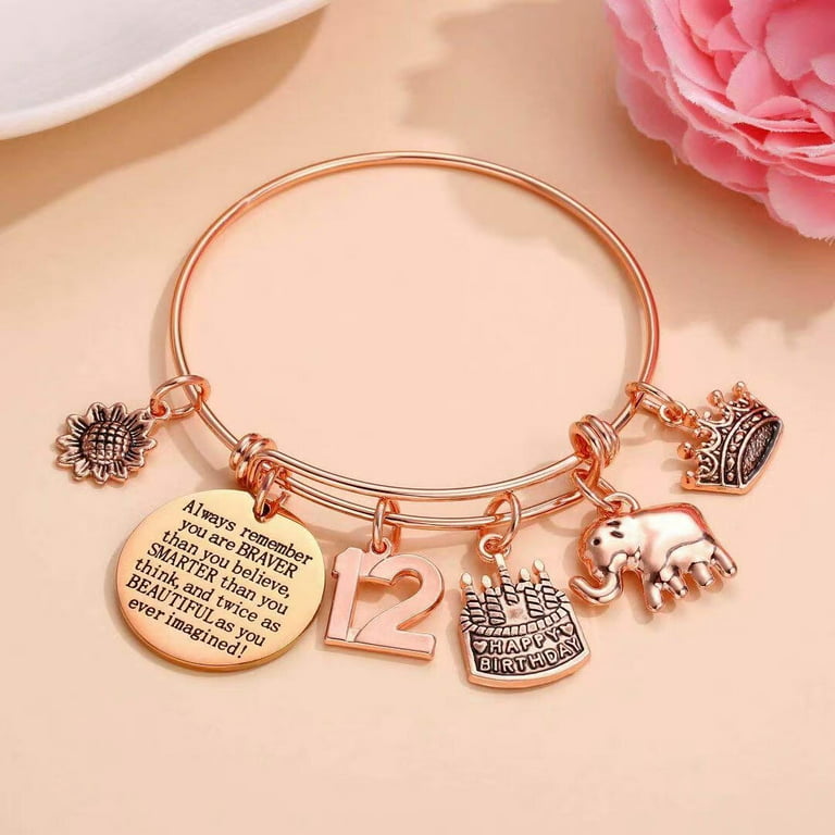 Girls Charm Bracelet Personalized Birthday Gift for 7 Year Old Girl  Adjustable Expandable Dog Charm Braceletother Numbers Available 