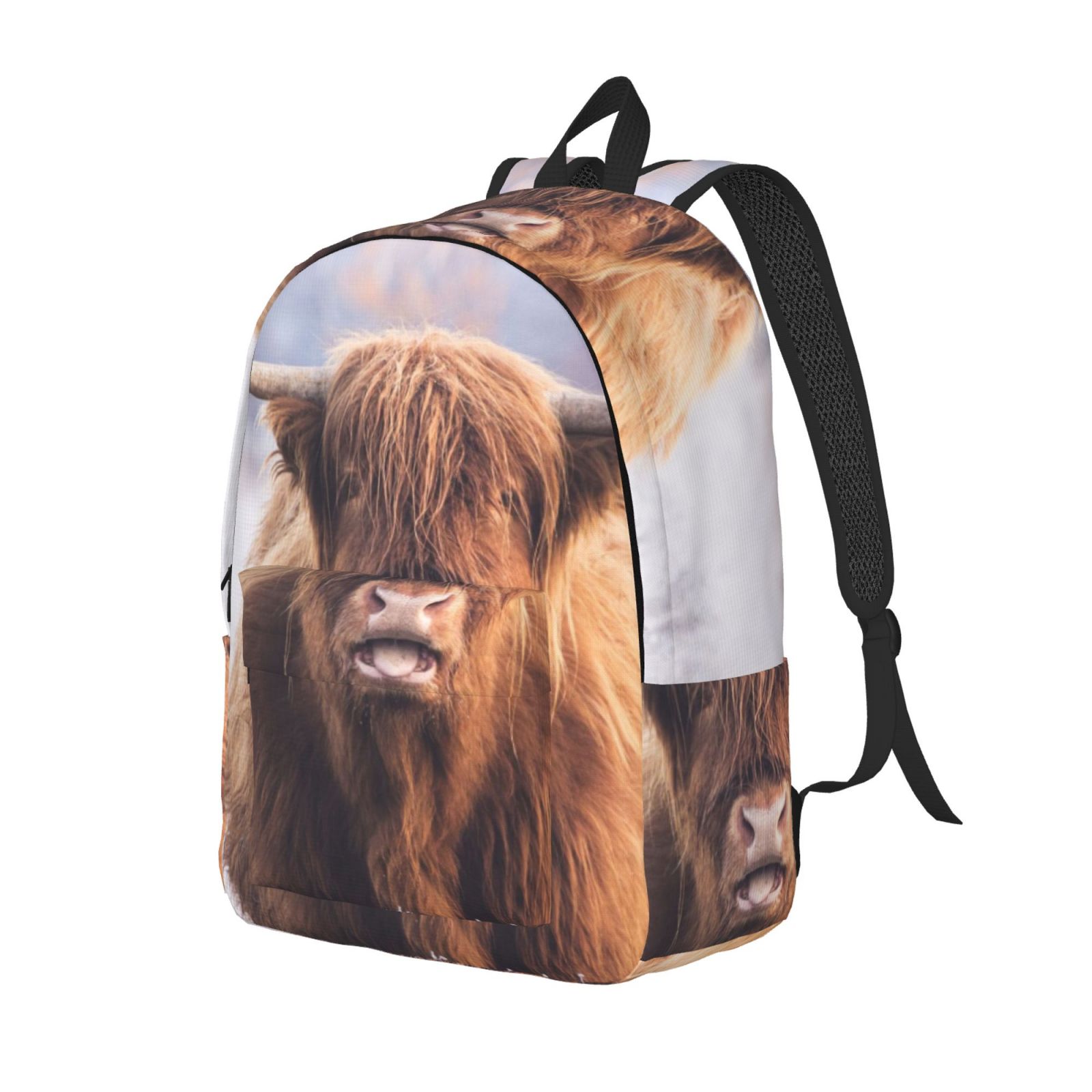 Kuqiui Cow Print Canvas Travel Laptop Backpack for Men Women,Business Work Rucksack College School Computer Bag Fits 15.6 Inch Notebook