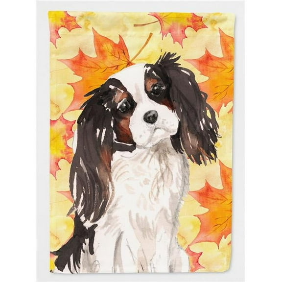 Tricolor Cavalier Spaniel Fall Flag Canvas House