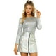 thumbnail image 1 of Camisa de manga larga para mujer, brillante, brillante, de fiesta, metálico brillante Plata L, 1 of 6