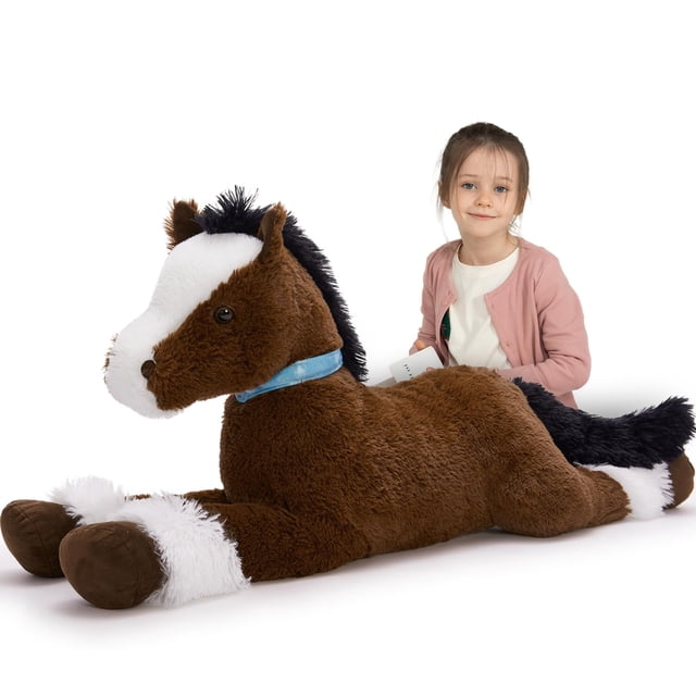 Peluche de peluche MaoGolan con forma de caballo grande, 83 cm, para niños
