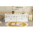thumbnail image 5 of Bed Frames Wood Twin Size Platform Bed with Guardrail and 2 Drawers, White,Adjustable Bed Base, 5 of 18