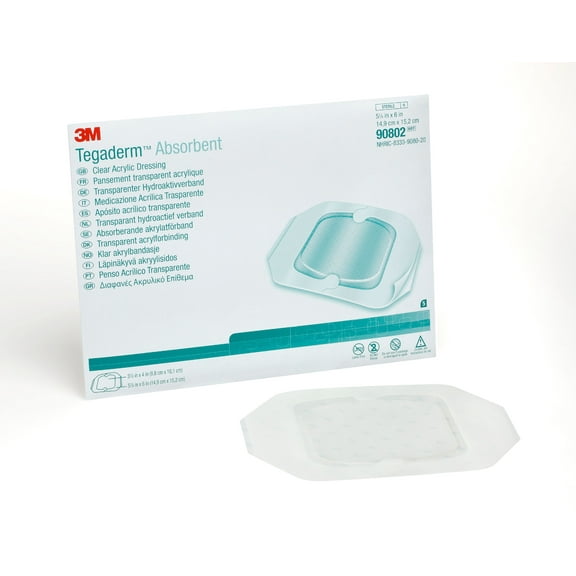 Tegaderm Tranparent Film Dressing Oval 5-7/8 X 6 Inch 2 Tab Delivery Without Label Sterile, 90802 - BOX OF 5