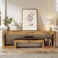 thumbnail image 6 of Finmind 63 Inch TV Stand for 55/60/65 Inch TVs, 63 Inch Farmhouse Entertainment Center with Open Storage Shelves, Television Console Table for Living Room, Bedroom, Rustic Brown, 6 of 6