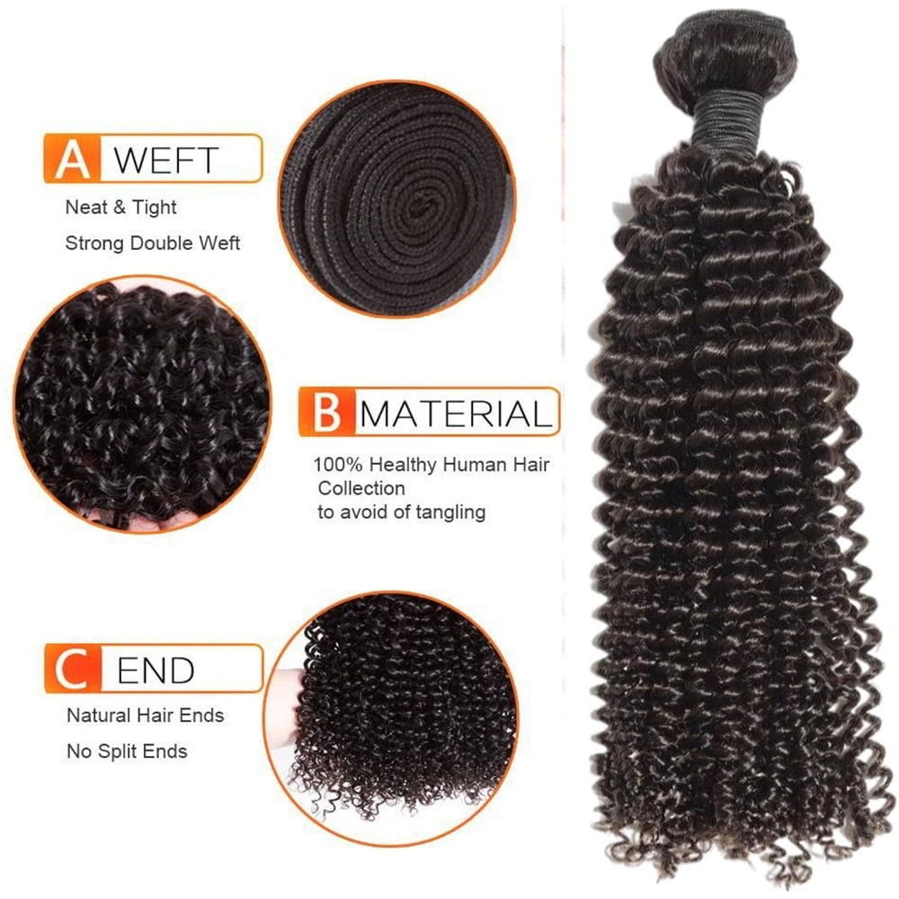 Kinky Curly Human Hair Bundles Natural Black Curl Remy Hair Extensiones 1 3 4 Bundles