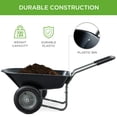 thumbnail image 4 of Best Choice Products Dual-Wheel Home Wheelbarrow Yard Garden Cart for Lawn, Construction - Stone Black, 4 of 8