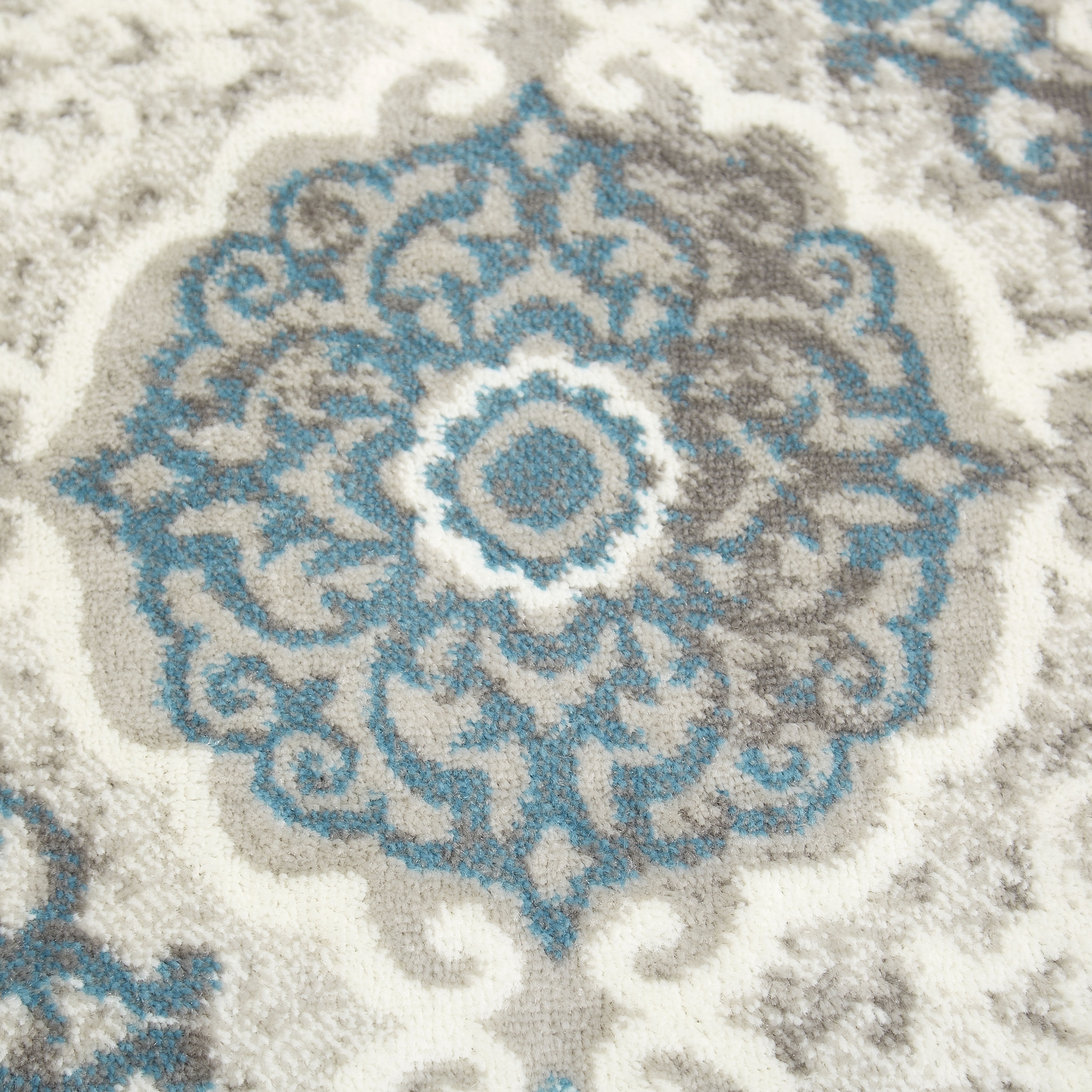 Home Dynamix Boho Andorra Transitional Damask Area Rug, Gray/Blue, 7' 10" Round