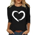 thumbnail image 2 of BangWanChi Womens Tops Dressy Casual Women's Fashion Printed T-shirt 3/4 Sleeves Blouse Round Neck Casual Tops, 2 of 3
