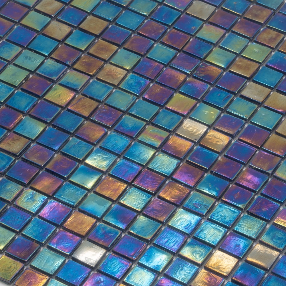 Apollo Tile Skosh 11.6 in. x 11.6 in. Glossy Dark Shimmer Multi Blue Glass Mosaic Wall and Floor Tile (9.34 sq. ft./case) (10-pack)