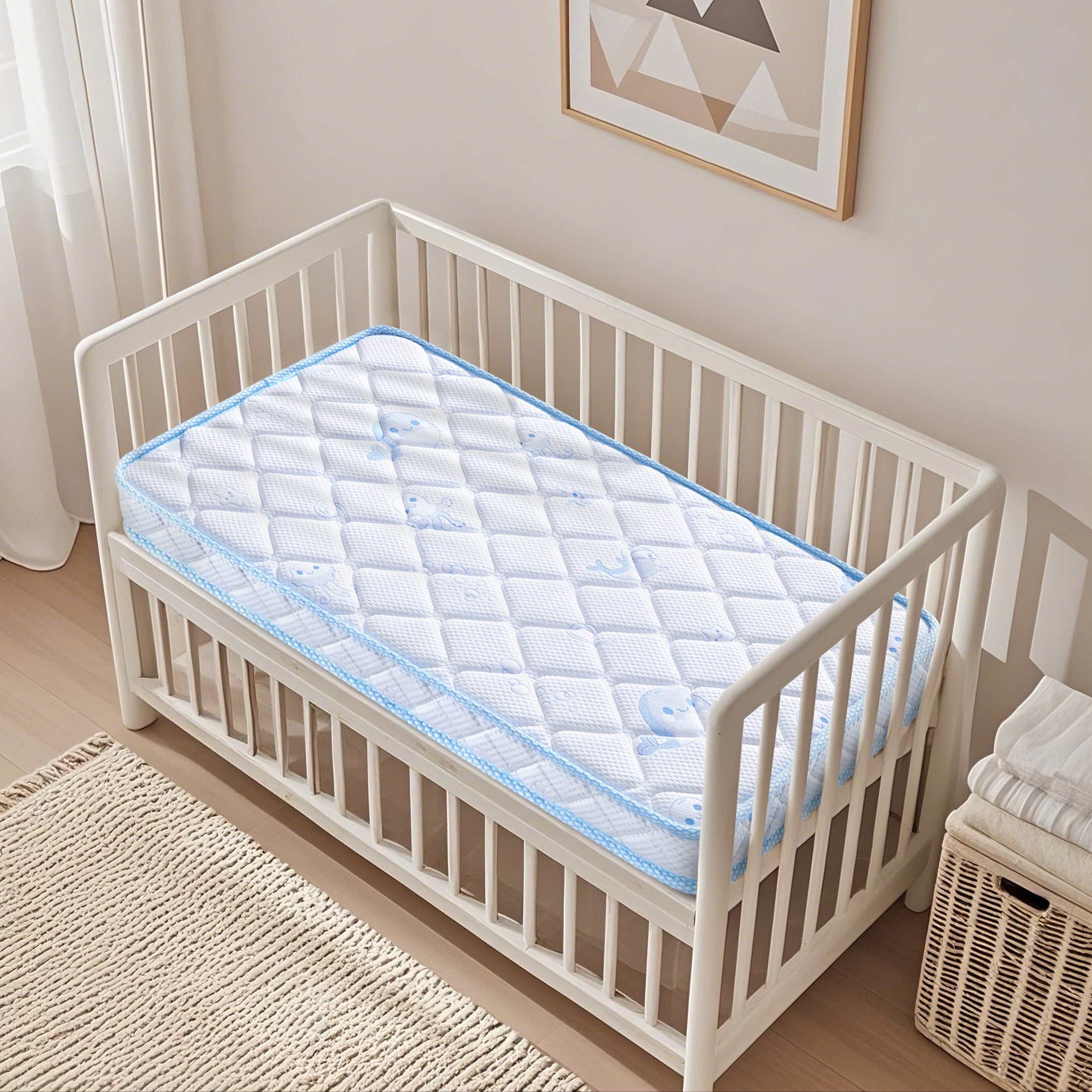 Ceekliybear Premium Foam Crib and Toddler Mattress,  Knitted Fabric and Firm Crib Mattress, Hypoallergenic Baby Mattresses 52"L x 27.6"W x 5"Th
