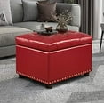 thumbnail image 2 of Joveco Ottoman de Rangement Élégant Banc Rectangulaire en Cuir PU Repose-Pieds (Rouge), 2 of 5