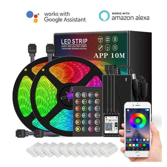 10m 5050 RGB LED Stripe Smart WiFi APP Remote Control String Light 300 LEDs Work with Alexa Google Asistant US plug