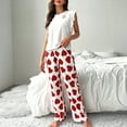 thumbnail image 2 of Diufon Summer Pajamas for Women Round Neck Ruffle Fly Sleeve Tops Heart Printed Pants Homewear Sets, 2 of 5