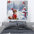 thumbnail image 3 of Hello Winter Abyssinian Football Snowman Welcome Snowy Morning Tapestry Cat Lover Kitten Owner Gifts Wall Hanging Backdrop Home Decor - 01012, 3 of 5