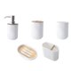 thumbnail image 1 of Juego de baño de bambú de 5 piezas, soporte para cepillo de dientes, vaso de vidrio, dispensador de jabón, jabonera, accesorios de baño, 1 of 8