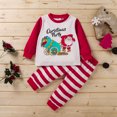thumbnail image 3 of VERUGU Toddler Fall Outfits Toddler Kids Boy Girl Letter Santa Striped Print T-Shirt Pants Outfits Set, 3 of 8