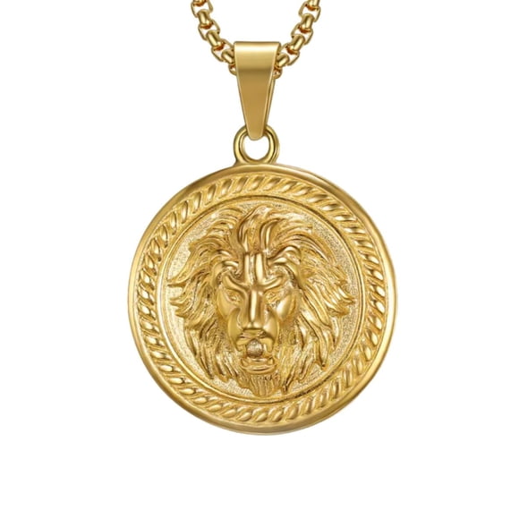 Collar Colgante León Redondo Cruze Hipoalergénico Resistente Al Agua CRUZE León Redondo Oro