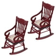 thumbnail image 4 of MasteelfCA 2pcs Dollhouse Accessories Wooden Mini Chairs Rocking Chair Models (Brown), 4 of 7