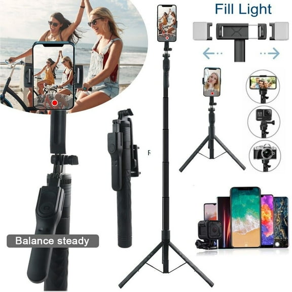 EROCK 68" Wireless Remote Selfie Stick Tripod Cell Phone Camera Stand With Fill Lights