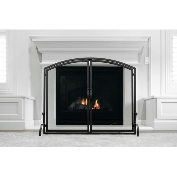 Barton Fireplace Screen 39x32 75in With, Flat Black Fireplace Doors