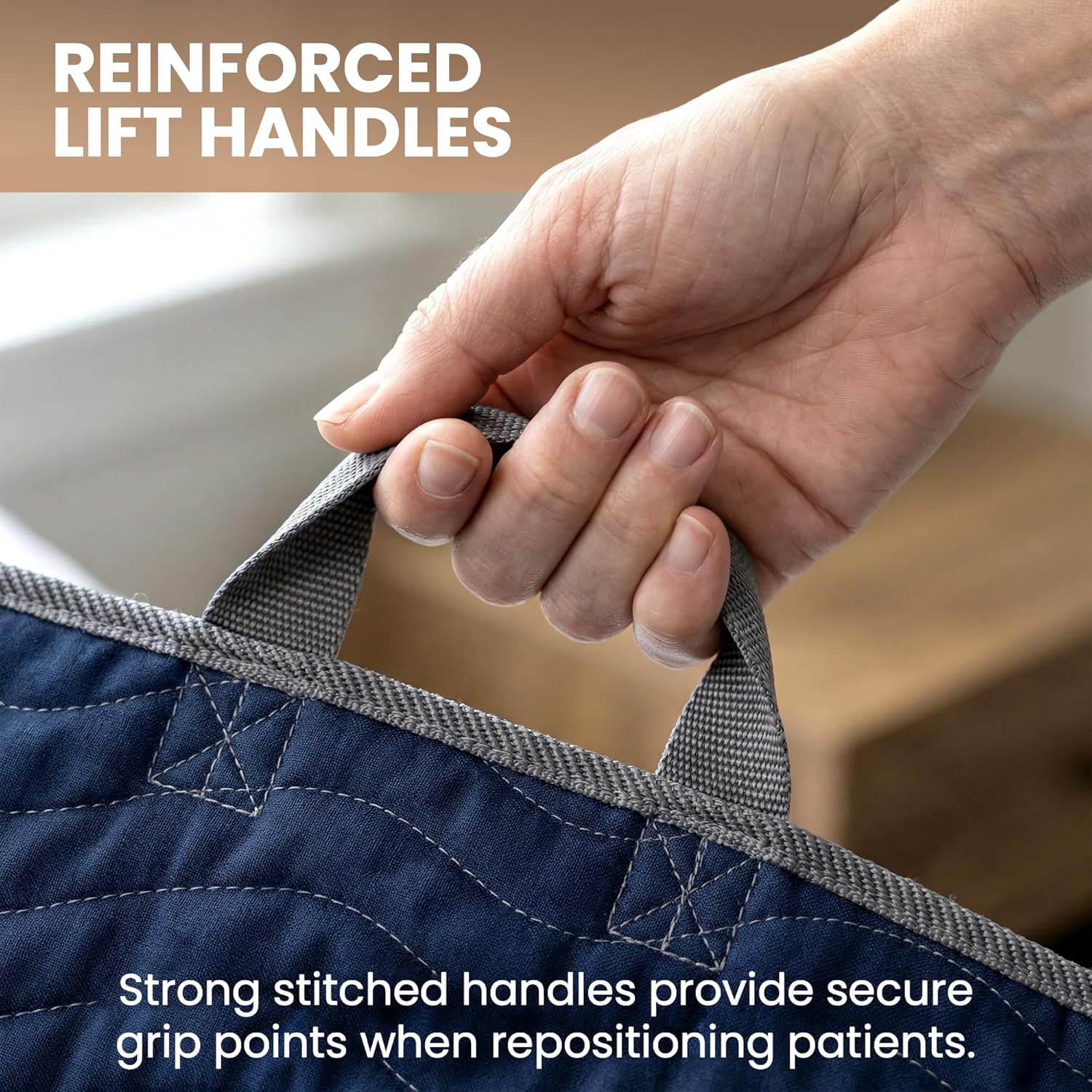 Teal Elite Washable Positioning Bed Pad with 8 Reinforced Handles – 34"x52" Waterproof, Quick-Dry, Absorbent Underpad for Elderly Care, Turning, Lifting & Incontinence Protection (Navy)
