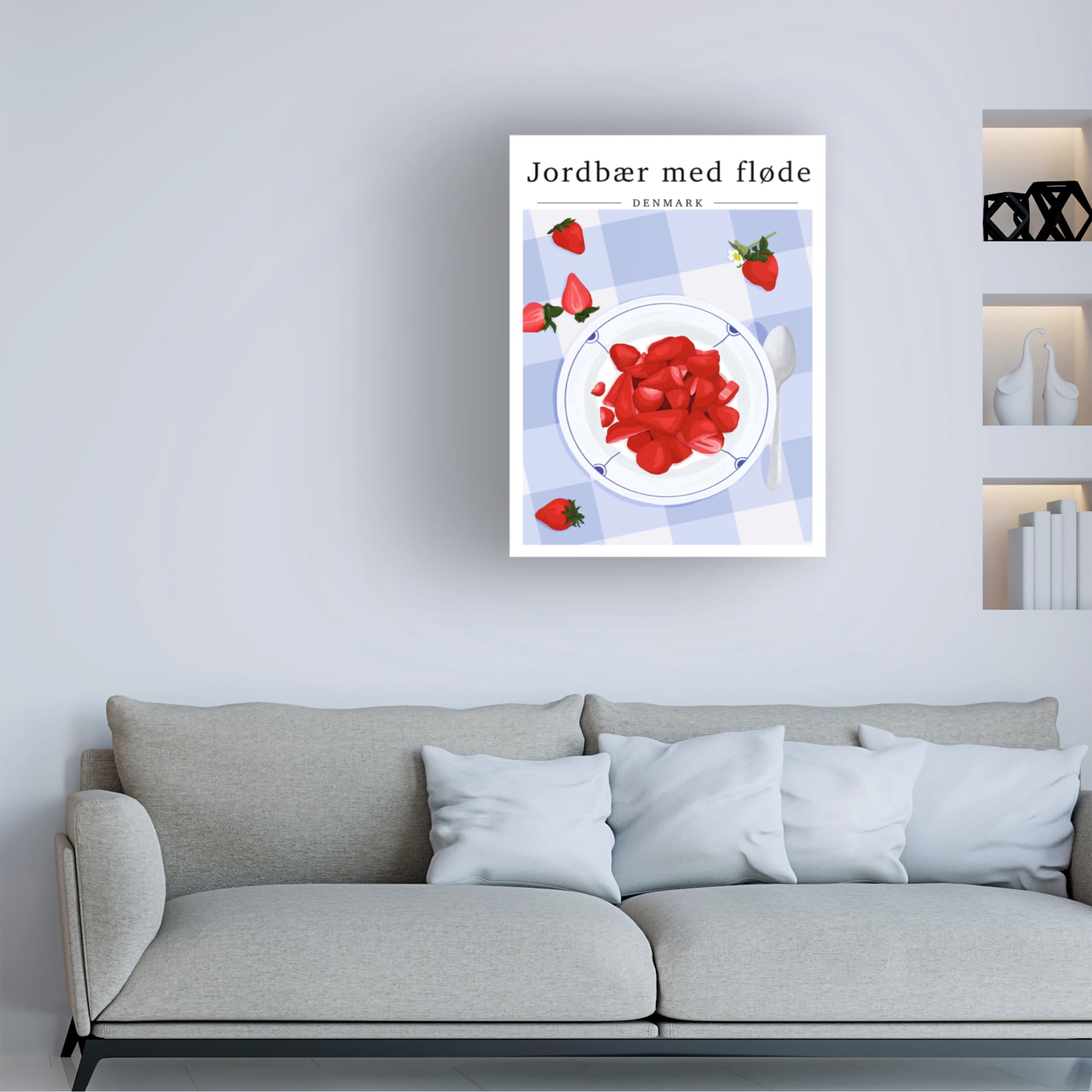 Canvas Wall Art - Bykammille 'Strawberry With Cream Denmark' Wall Art for Living Room, Bedroom, or Office Décor by Trademark Fine Art - 35 x 47 Inches