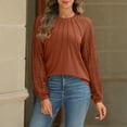 thumbnail image 2 of SUNBS Long Sleeve Shirts for Women Crewneck Casual Fashion Blouses Knitted Tunic Tops, 2 of 7