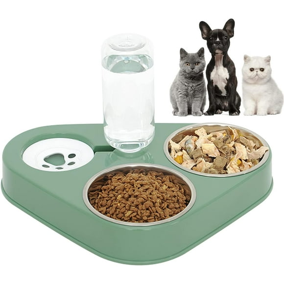 Automatic Pet Feeding Station, 2-in-1 Cat Dog Food Bowl with Gravity Water Dispenser, Safe Material for Easy Care